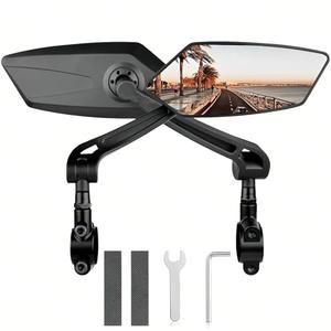 2 Pack Bike Mirrors, eBike Handlebar Mirror, 360° Adjustable and Rotatable Safety Bicycle Rear View Mirrors, Scratch Resistant Glass Lens, Bicycle Universal Fit Accessories