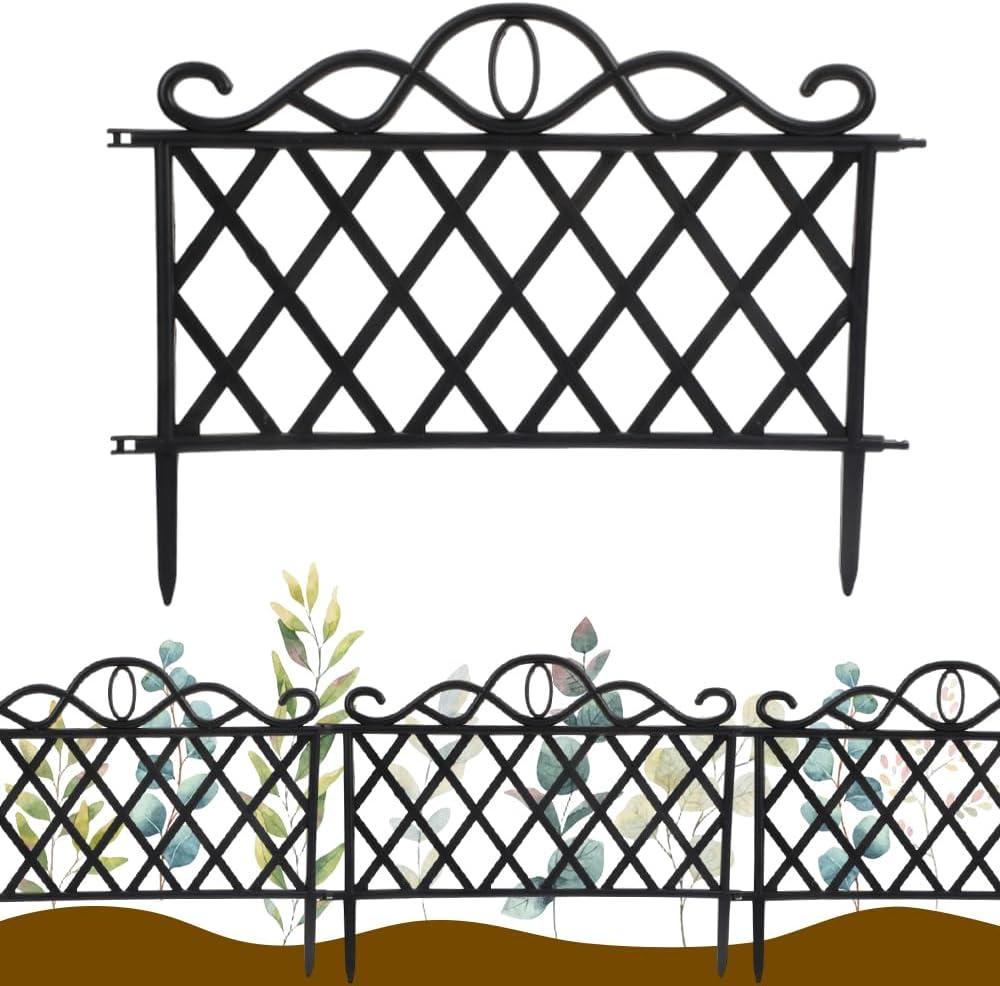 Ouliget Plastic Decorative Garden Fence,Grass Lawn Flower Beds Landscaping Edging Borders,Lightweight Outdoor Path Fence Panels,14in(H)19in(L),Pack of 8