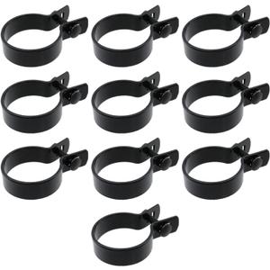10 Pack Brace Bands for Chain Link Fences with Bolts & Nuts, Black Chain Link Brace Band, Iron Fence Clamps, Easy Snap-On Installation (2.0" OD)