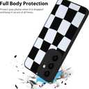 KANGHAR Compatible with Samsung Galaxy S24 Fe Case, Silicone Checkered Cute Pattern, Camera Protection Soft Slim Phone Case for Girls Women -Black and White