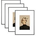8.5x11 Picture Frame Set of 4, Matted Black Simple Modern Brushed Thin Aluminum Metal Photo Frame Fits 5x7 with Mat or 8.5 x 11 without Mat . Vertical and Horizontal for Tabletop and Wall