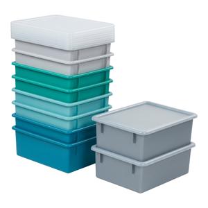 Letter Size Deep Tray with Lid, Storage Bin, 10-Piece