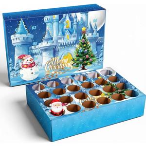 Christmas Advent Calendar Boxes to Fill, DIY Empty Advent Calendars Christmas Boxes Countdown Gift Punch Board Game Prize Xmas Holiday Party Decoration for Kids, Family(24 Days)