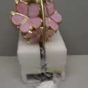 Tiffany Style Flower Table Lamp, Vintage Cherry Blossom Stained Glass Lamp with Brass Base for Bedroom Bedside Home Decor, Blush Coral (Pink)