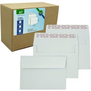 A7 Invitation envelopes 120 PCS 5.25x7.25 in - windowless design 120GSM white paper envelopes with printable quick self-seal for invitations, greeting cards, photos, invoices