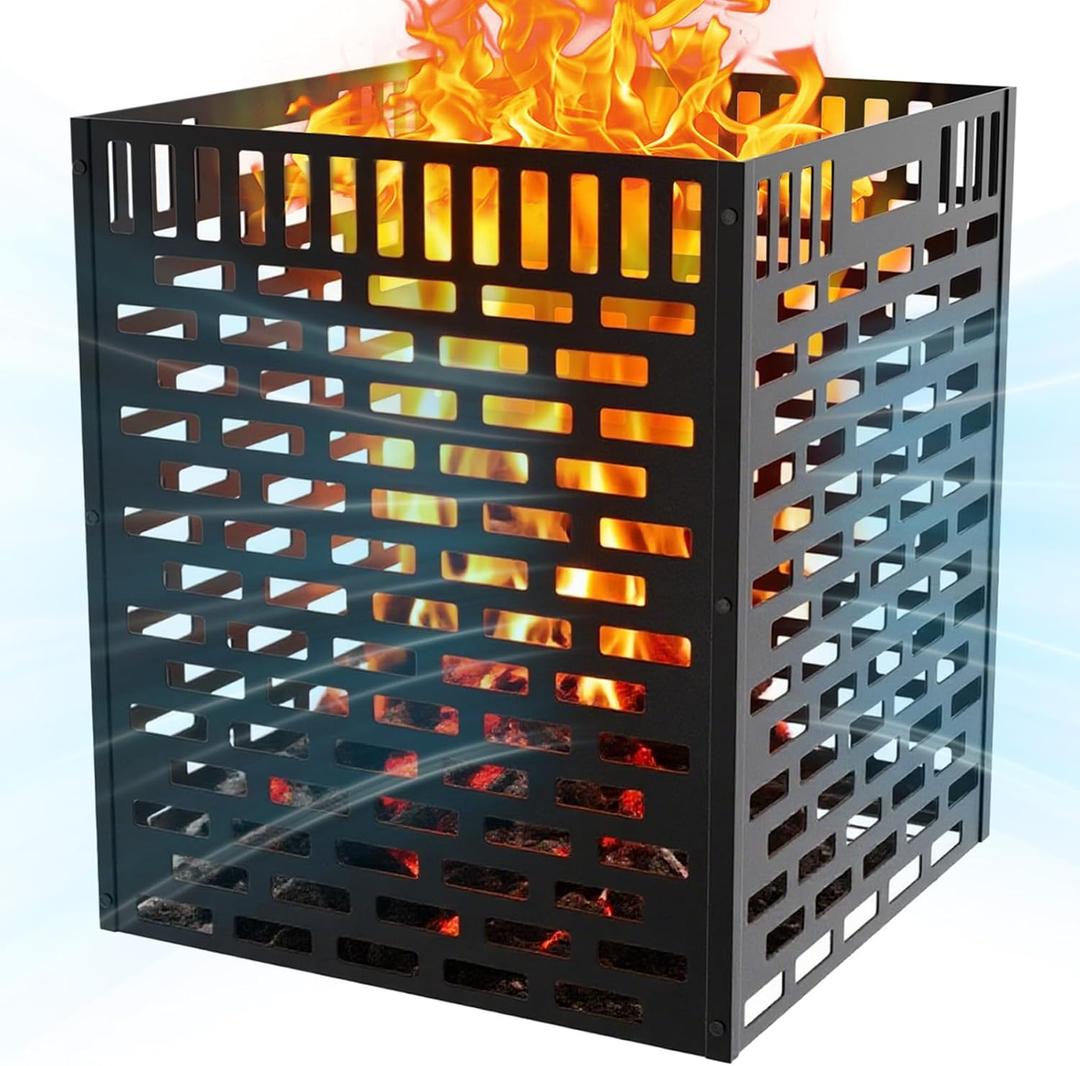 63 Gallon Burn Barrel for Yard Waste  Heavy Duty Outdoor Incinerator Drum with Burn Cage, Rust-Resistant Coating & High-Temp Fire Pit for Burning Paper, Leaves, Wood & Trash