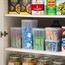 IRIS USA Vertical Plastic Flip Top Storage Containers Bins with Lids for Pantry, Home, Office, Organization, Small, Stackable Hinged Organizer with Latches, Clear, 10 Pack