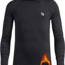 baleaf Boys Thermal Compression Shirts Youth Long Sleeve Fleece Base Layer Soccer Football Cold Gear (Black, XS)
