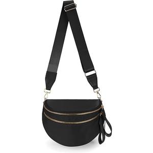 Spacious Nylon Crossbody Bag Bum Bag Handbags Wallets Purses Trendy Shoulder Bag for Women (black)