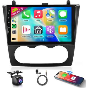 for Nissan Altima 2008-2012 Android 13 Car Stereo 9 Inch HD Touchscreen Radio, Wireless CarPlay Android Auto GPS WiFi Bluetooth FM/RDS SWC Dual USB HD Backup Camera (Manual A/C)