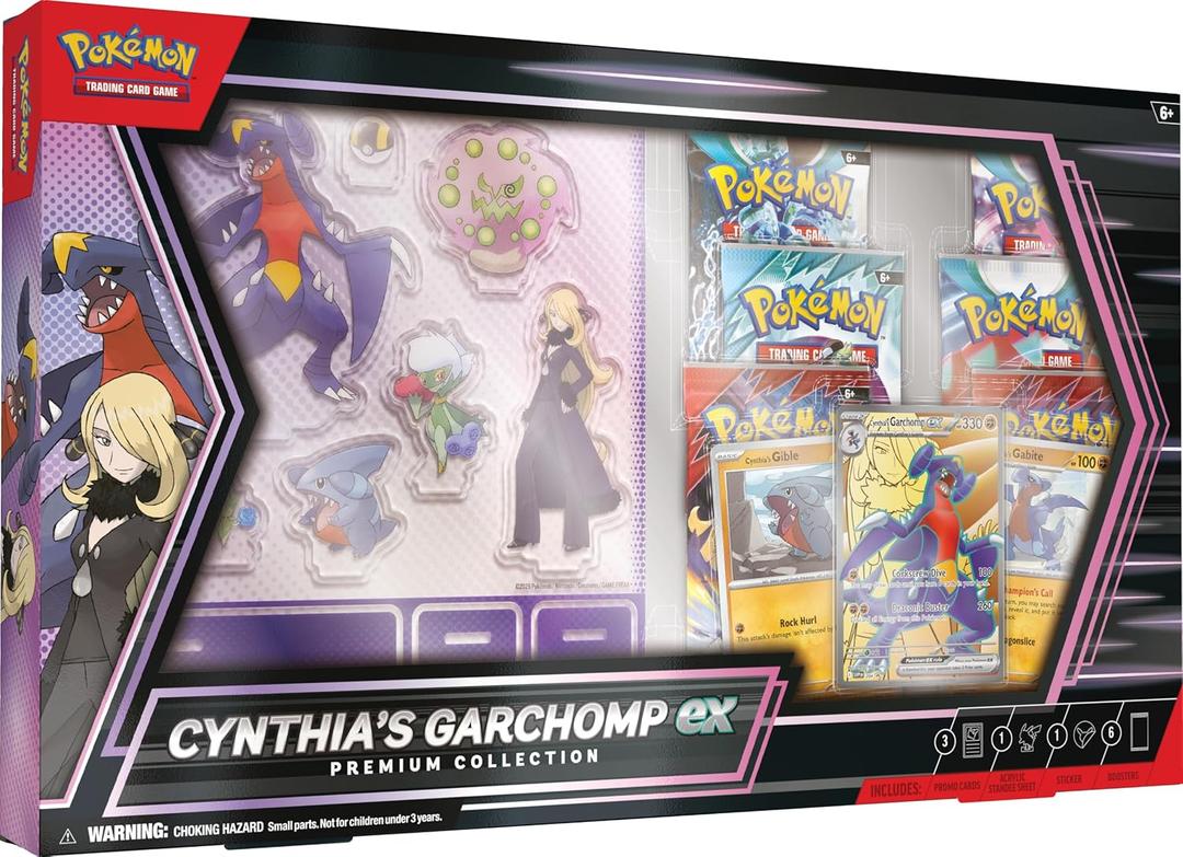 Pokemon TCG: Cynthias Garchomp ex Premium Collection - 6 Packs, Stickers, Promos