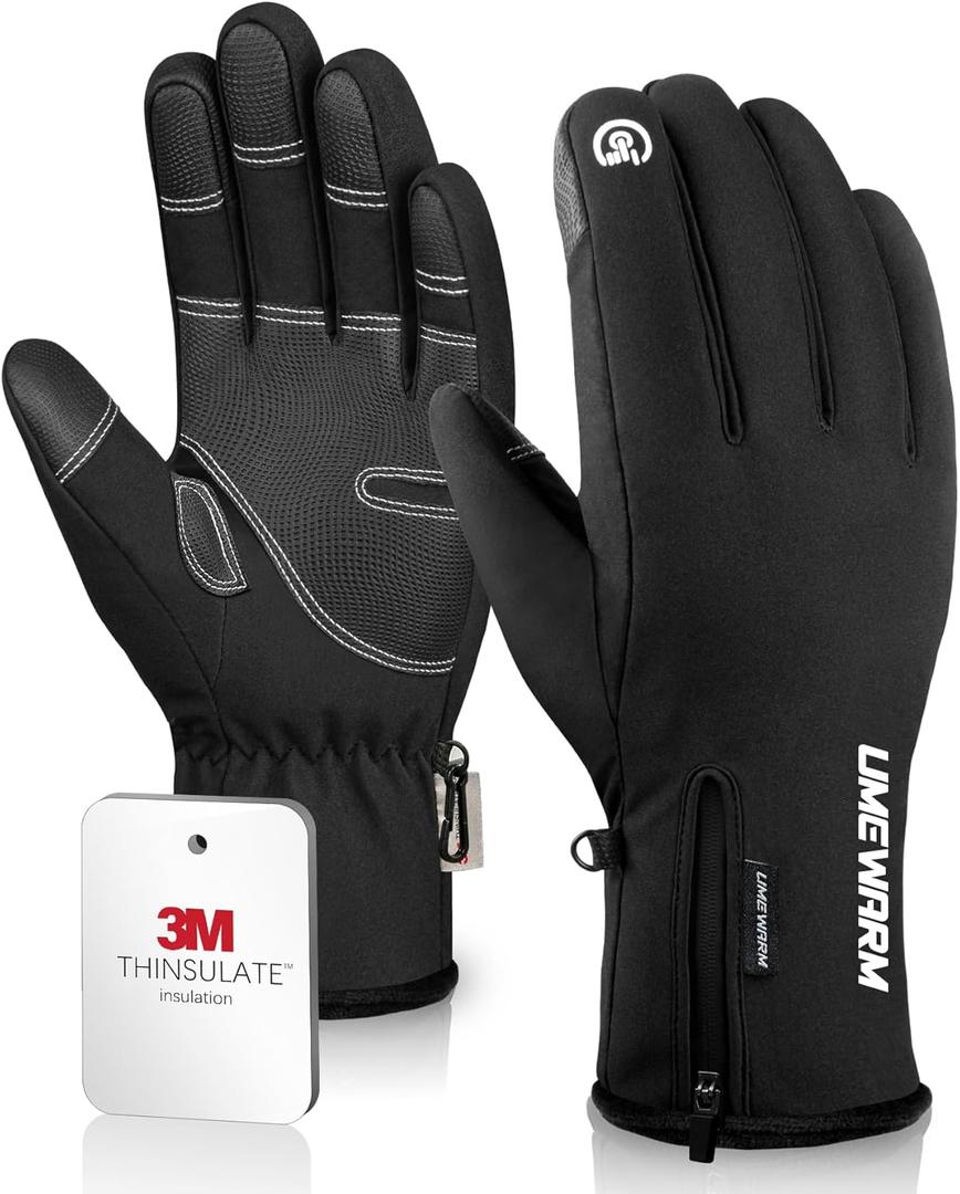 -10℉ Waterproof Winter Gloves Men, Touchscreen Fingers Snow Ski Gloves Women, 5-Layer Touch Screen Cold Weather Gloves, M