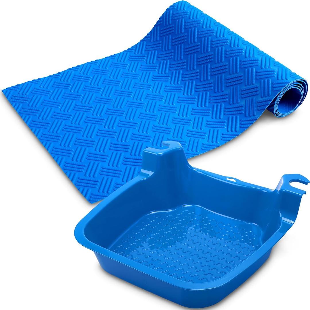 Blushtier 2 Pcs 9" x 36" Pool Ladder Mat Anti Skid Foot Wash Basin Tub Stair Step Mat and Foot Bath for Above Ground Swimming Pools Spas Accessories