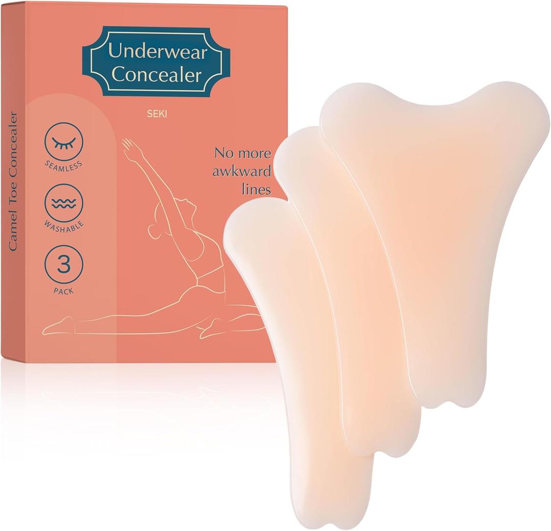 2 x Invisible Silicone Pads for Women  Reusable Seamless Inserts | Smooth Front Guard for Leggings, Swimwear & Activewear (3 Pack) Beige