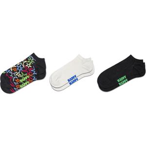 Happy Socks Unisex 3-pack Star Low Socks (Medium-Large, Black)