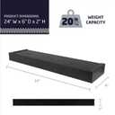 HIGH & MIGHTY 515658 Modern 24" Floating Shelf Holds up to 20lbs, Easy Tool-Free Dry Wall Installation, Flat, eCommerce Packaging, Black