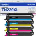 TN229XL TN229 Toner Cartridges 4 Pack MFC-L3780CDW MFC-L3720CDW Compatible for Brother HL-L3280CDW HL-L3220CDW HL-L3300CDW HL-L3295CDW Printer TN 229XL TN-229XL TN229/XL/V BK/C/M/Y High Yield