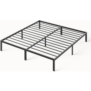 Sweetcrispy Queen Size Bed Frame, Metal Platform Bed Frames Mattress Foundation with Steel Slat Support, No Box Spring Needed, Storage Space Under Base, Easy Assembly, Modern Black
