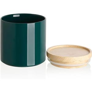 Sweejar Kitchen Canisters Ceramic Food Storage Jar, Stackable Containers with Airtight Seal Wooden Lid for Serving Coffee Bean, Flour, Tea, Spice and More - 39 Fl Oz (Jade)