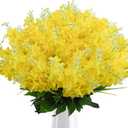 Uieke 6Pcs Artificial Fake Silk Wisteria Flowers, 13.7'' Faux Hyacinth Flowers for Home Garden Outdoor Cemetery Grave Fences Spring Summer Decor Floral Arrangements, Yellow (Yellow)