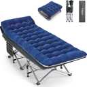 Fragess Camping Cot, Sleeping Cots for Adults, Portable Camping cots with Mattress, Pillow and Carry Bag, 1200D Double Layer Oxford, 600 LBS Weight Capacity Cots for Sleeping (Blue)