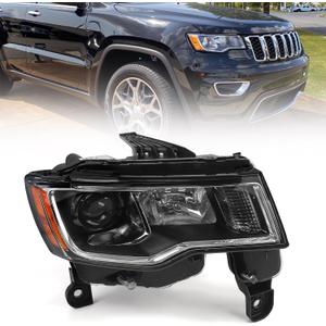 Huray Right Halogen Headlight for Jeep Grand Cherokee 17-21 Chrome Bezel