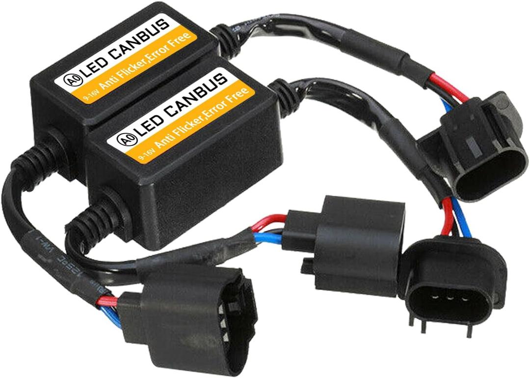2PCS Car LED Headlight Canbus Decoder, H13/9008 Blinker Resistor, Warning Error Fault Decoder to Fix Bulb Switch Problem, Universal LED Light System Anti-Flicker Harness Adapter