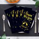 120Pcs New Year Napkins Black Gold Happy New Years Napkins Cheers Cocktail Napkins Decorative Paper Guest Towels for New Years Decorations Holiday Kitchen Birthday Wedding
