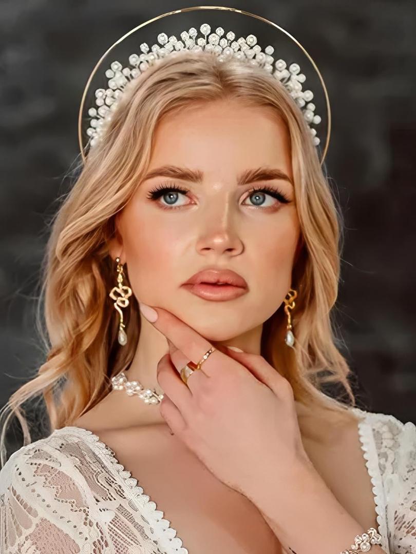 Wedding Pearl Gold Headband Goddess Headpiece Glitter Pearl Bride Headband Bridal Hair Accessories for Women