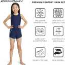 Eddie Bauer Girls' UPF 50+ Racerback Tankini Top and Swim Short Set (Blue, S)