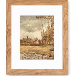 16x20 Picture Frame, Solid Elm Wood Photo Frame with Tempered Glass, 16"x20" Frame matted to 11x14, Rustic Picture Frames, 16 by 20 Poster Frame for Wall Decoration, Natural, 1 Pack (16 x 20 Inch)