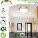 hykolity 10 inch Flush Mount LED Ceiling Light Fixture, 17W 1100lm, 2700K/3000K/3500K/4000K/5000K Adjustable Ceiling Lights, Gold Saturn Dimmable Lighting for Hallway Bathroom or Kitchen