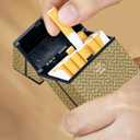 3 x Cigarette Case, Woven Pattern with Elastic Switch, Up to 20 Cigarettes for 85mm King Size (Brown)