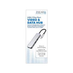 ZGEAR Five Port USB-C Video And Data Hub