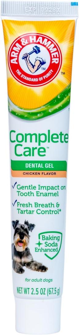 4 x Arm & Hammer Complete Care Dental Gel Dog Toothpaste, Gel-Style for Gentle Enamel Care, Fresh Breath, Tartar Control, Baking Soda Enhanced, Fluoride Free, Chicken Flavor, 2.5 Oz
