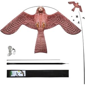 Bird Hawk Flying Kite with Pole Crops Farm Protector Bird Scarer Flying Kite with 4m Pole-Style A