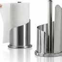 Stainless Steel Mountain Paper Towel Holder Countertop with Modern Spiral Cover Stand for Kitchen Roll Organize Freestanding Easy One-Handed Operation for Kitchen Bathroom Dining Table