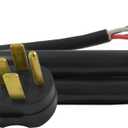Conntek 14300 RV Power Cord 4-Foot RV 50 Amp Male Plug To Bare Wire , Black