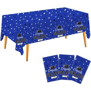 3 x Labrostar Graduation Decorations 2026 Graduation Tablecloths Congrats Grad Table Cover 54"x108" for Class of 2026 Graduation Party Decorations Supplies 3Pcs Blue