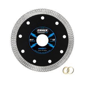 CRALY 4-1/2 Inch Super Thin Diamond Blade, 7/8 in Arbor, 4.5'' Diamond Tile Blade for Angle Grinder & Tile Saw, Diamond Cutting Wheel for Cutting Ceramic, Tile, Marble, Granite, Brick, Porcelain, 5PC
