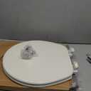 CHURCH Toilet Seat, Easy Clean Hinges Release for Deep Cleans, Durable Enameled Wood Seat, Round, Biscuit