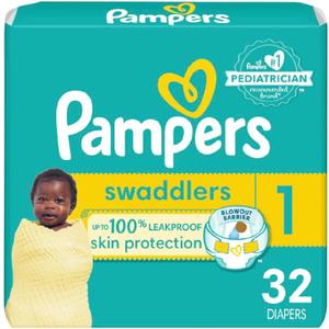 Pampers Baby Diapers - Swaddlers - Size 1, 32 Count, Ultra Absorbent Disposable Infant Diaper