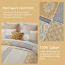Finlonte King Size Quilt, 100% Cotton Comforter King Size, Yellow Grey Farmhouse Quilted Bedspread, Patchwork Lightweight Reversible Quilt Bedding Set for King Bed, 3-Pieces