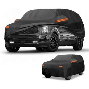 Car Cover Waterproof All Weather Sun Rain Protection Full Exterior Cover for Kia Telluride Black with Left Side Zippers