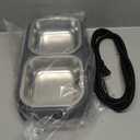 Heated Cat Bowl for Outdoor Cats in Winter, 56 OZ Heated Water Food Bowl with Raised Brackets to Protect Pet's Neck, Outdoor Heated Pet Bowl with 2 Stainless Steel Bowl, No Frozen Water or Food (Gray)