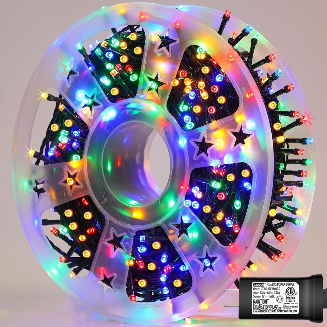 YEGUO Christmas Lights, 165ft 500 LED String Light Multicolor, Green Wire Twinkle Lights for Tree Plug in Indoor Outdoor