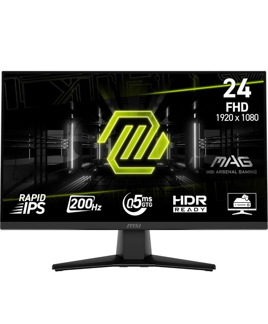 msi MAG 242F 24-inch 1920 x 1080 (FHD) Gaming Monitor, 200Hz, Adaptive Sync, HDMI, DisplayPort, VESA Mountable, Tilt, Height Adjustable, Speaker, 0.5ms, Black