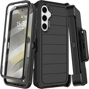 for Samsung Galaxy S24 Plus Case with Belt Clip Holster & Kickstand,Built-in Screen Protector,Heavy Duty Shockproof Drop Protection Military Grade Full Body Rugged Phone Cover (6.7") (Black)