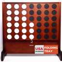 Giant Wooden 4 in a Row Connect Games with Folding Tray - Yard Outdoor Beach Games with Carrying Case - Two Styles to Play - Patented Product