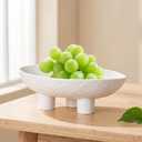 Ceramic Fruit Bowl, 10 Inch Decorative Bowl, Three-Legs Oval Large Fruit Bowl for Kitchen Counter Décor, Pedestal Bowls Key Candy Bowl for Home Decor (White), 10.24*6.1*3.54inch